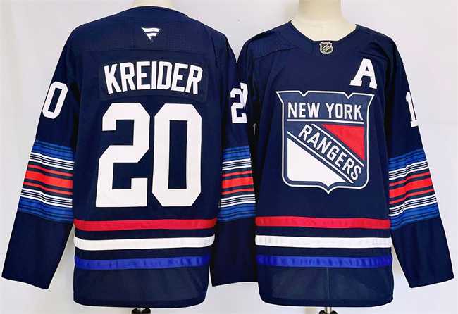 Men%27s New York Rangers #20 Chris Kreider Navy 2024-25 Stitched Jersey